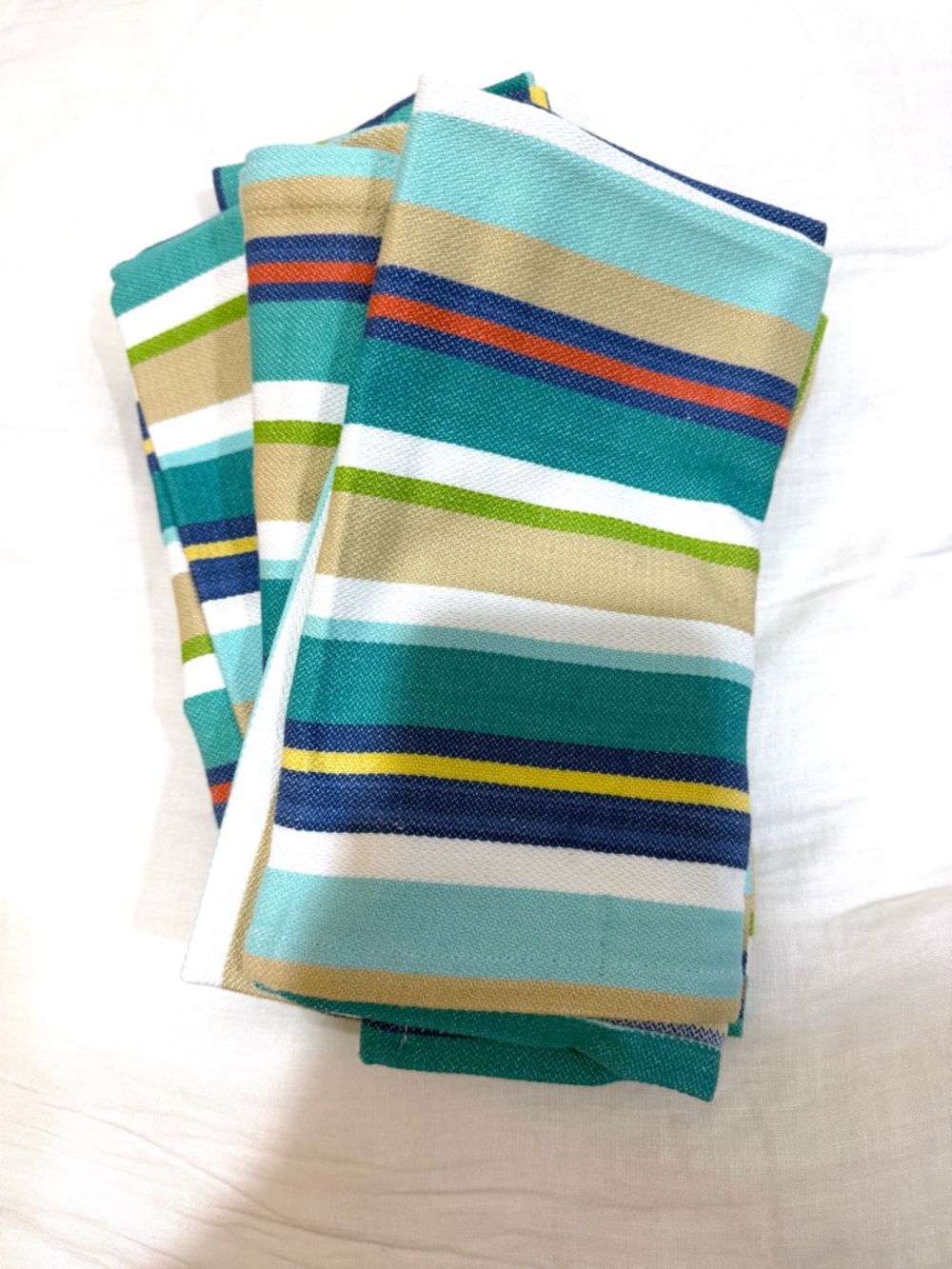 Striped Teal & Aqua Cotton Napkins - Set Of 6